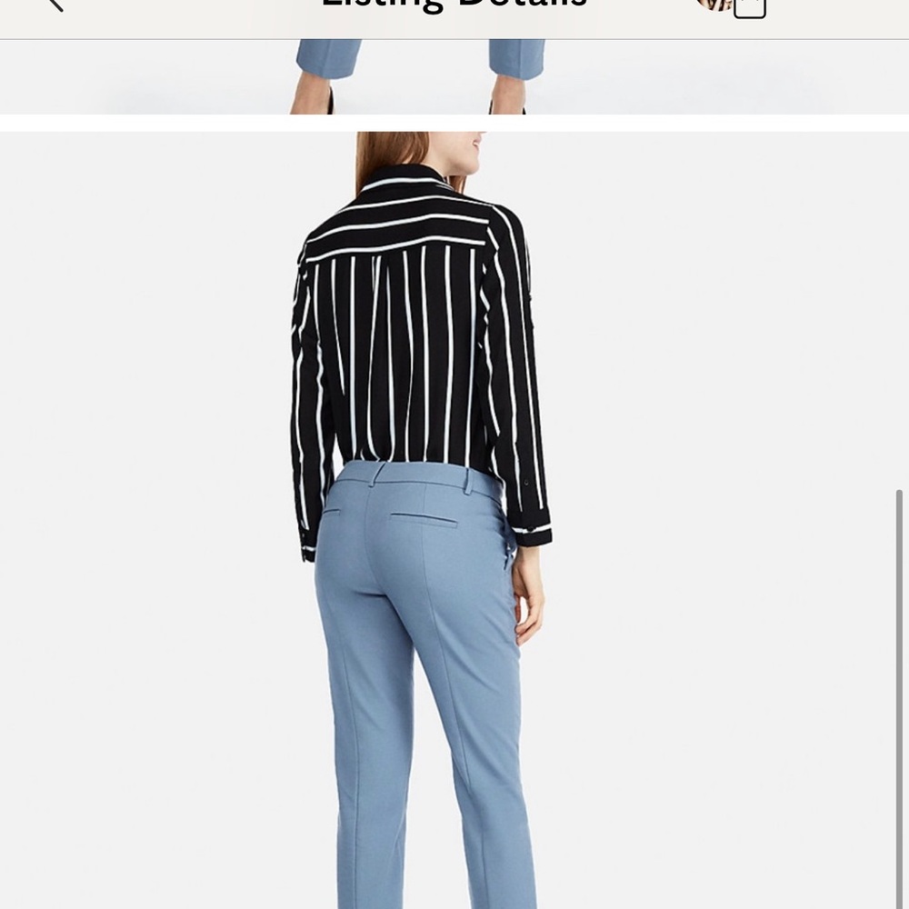 Low Rise Columnist Ankle Pant Pants Grey Blue NEW